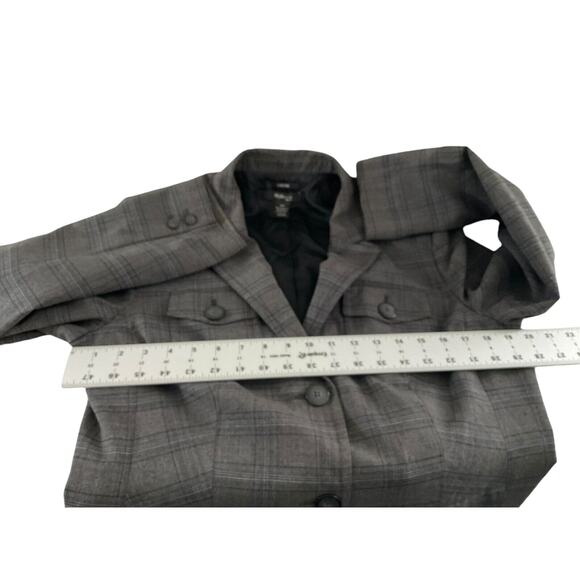 Style & Co Women's 14P Petite Gray Blazer Plaid Double Breasted Jacket Business - Picture 4 of 9